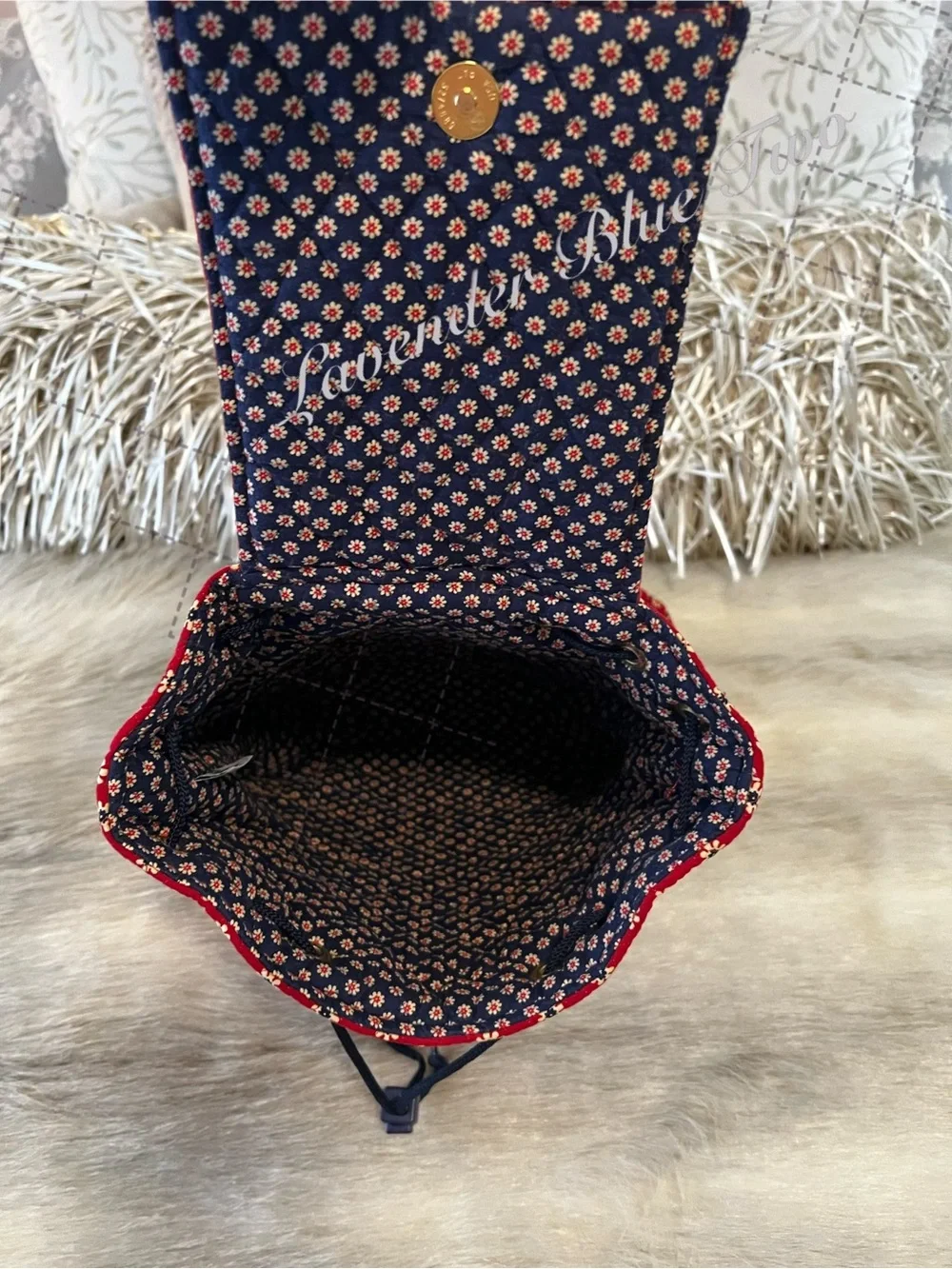 Vintage VERA BRADLEY Americana 2003 Mimi Flap Backpack USA Red Blue Paisley Y2K